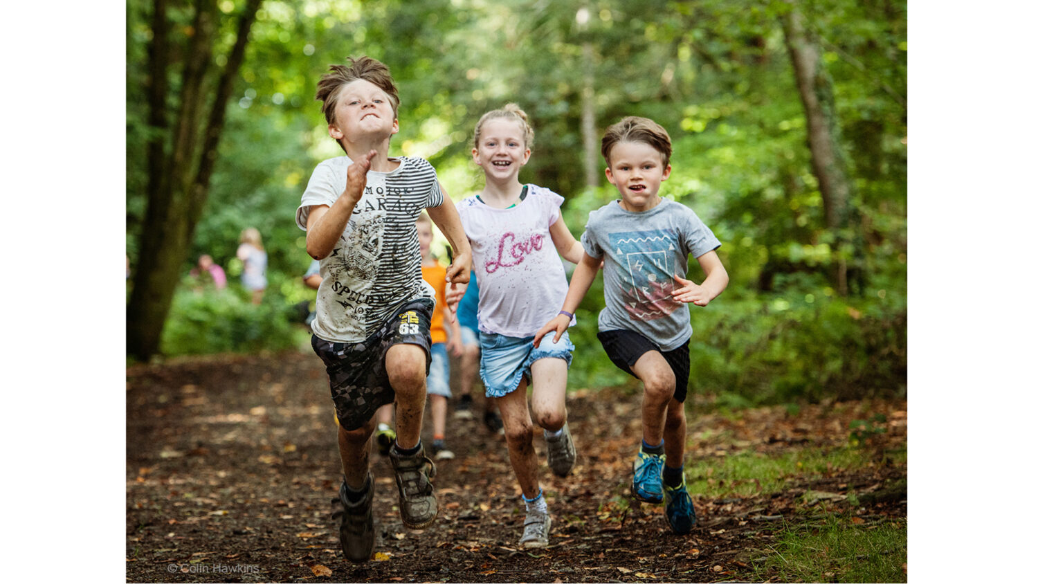 Lifestyle photography of children running for Tamar Trails by Colin Hawkins