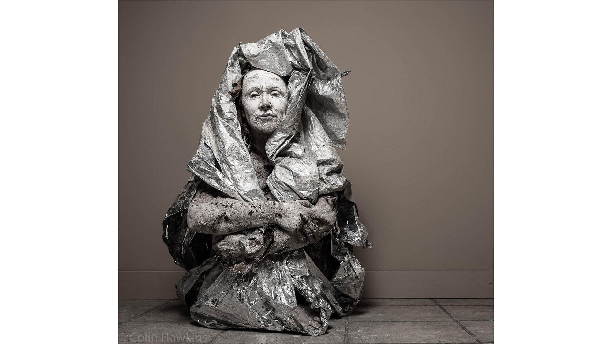 Woman in clay & foil from the Art Project series by Three Collaborate