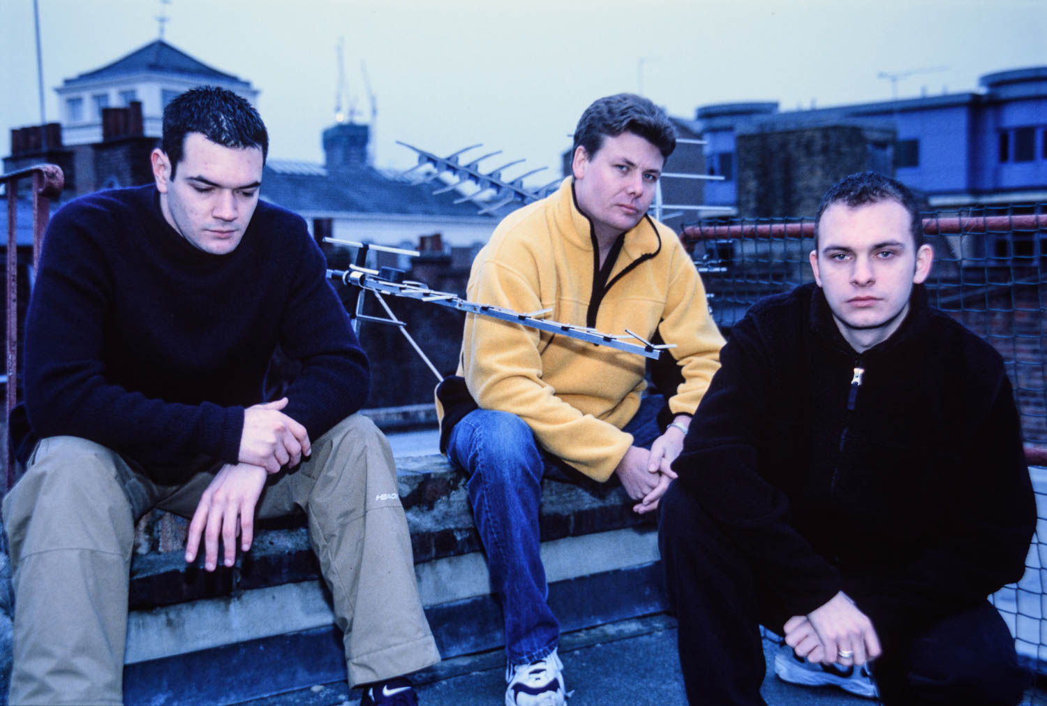 Andy C- Ant Miles & Shimon of Ram Records on London rooftop drum and bass photo 1990's